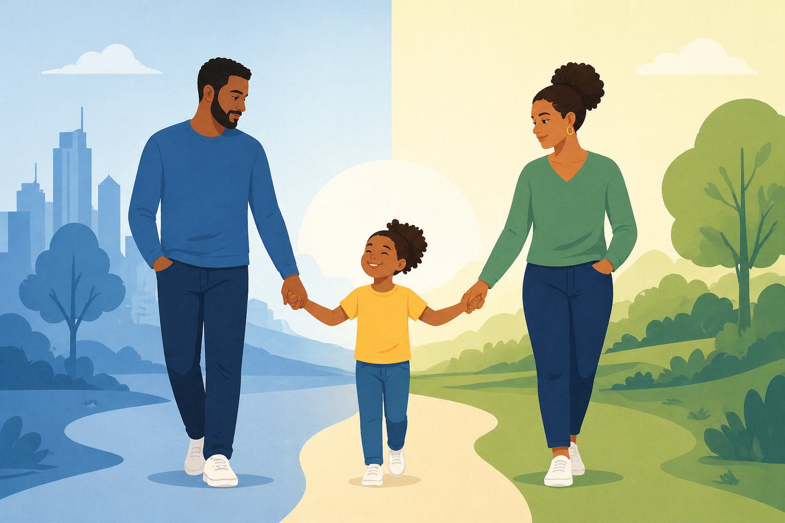 Family walk in harmony