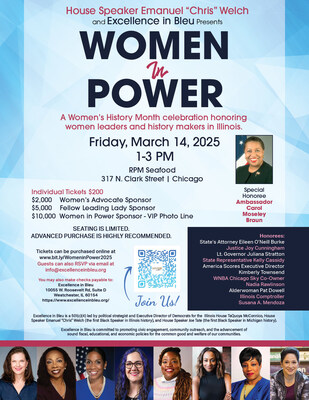 First Black Female U.S. Senator Carol Moseley Braun to Join House Speaker Emanuel &quot;Chris&quot; Welch at Women in Power